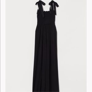 H&M Black Smocked Top Tie Shoulder Jumpsuit